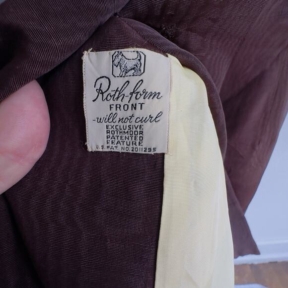 Vintage 1950s Rothmoor Swing Coat Rhinestone Buttons Brown Moiré Fabric Small - Picture 6 of 9